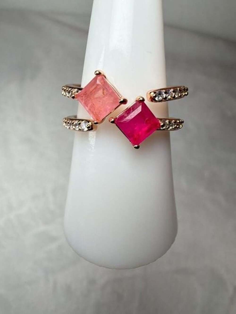 BP Queen of Everything Created Pink Sapphire & Rose Quartz Rose Gold Size 7